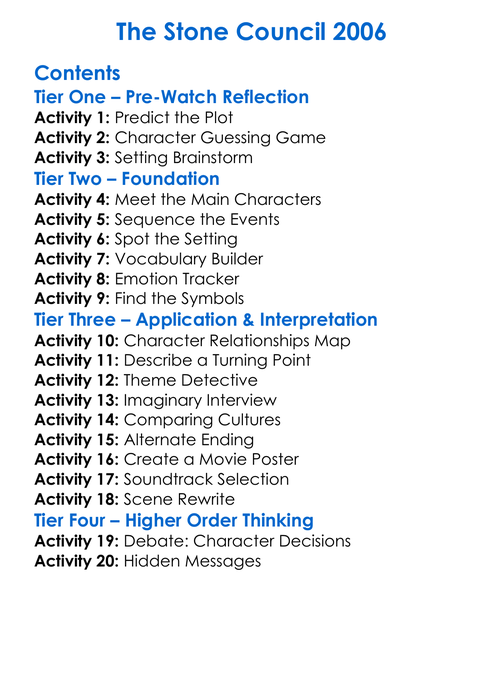 The Stone Council 2006 Worksheet Activity Booklet
