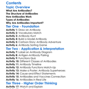 The Structure And Function Of Antibodies Worksheet Activity Booklet