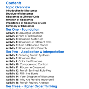 The Structure And Function Of Ribosomes Worksheet Activity Booklet
