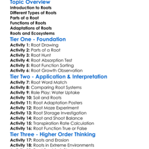 The Structure And Function Of Roots Worksheet Activity Booklet