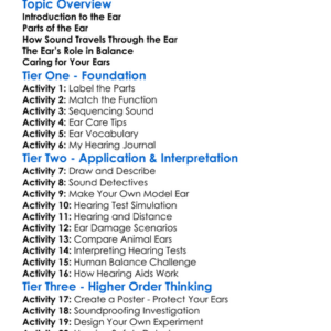 The Structure And Function Of The Ear Worksheet Activity Booklet
