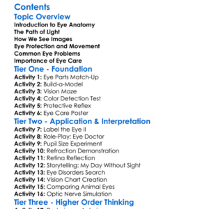The Structure And Function Of The Eye Worksheet Activity Booklet