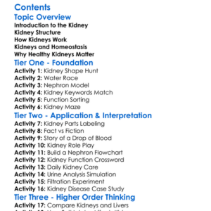 The Structure And Function Of The Kidney Worksheet Activity Booklet