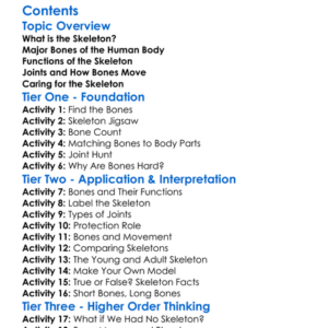 The Structure And Function Of The Skeleton Worksheet Activity Booklet