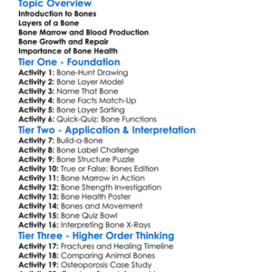 The Structure Of Bones Worksheet Activity Booklet
