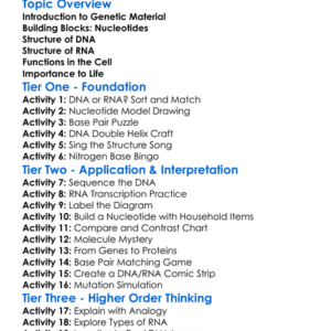 The Structure Of Dna And Rna Worksheet Activity Booklet