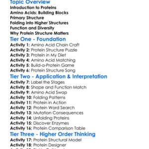 The Structure Of Proteins Worksheet Activity Booklet