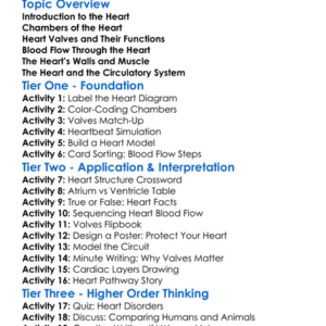The Structure Of The Heart Worksheet Activity Booklet