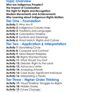 The Struggle For Indigenous Rights Worksheet Activity Booklet
