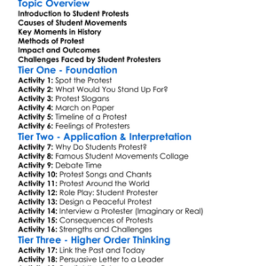 The Student Protest Movements Worksheet Activity Booklet