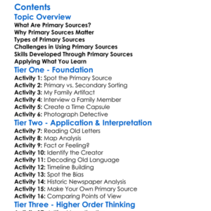 The Study And Use Of Primary Sources Worksheet Activity Booklet