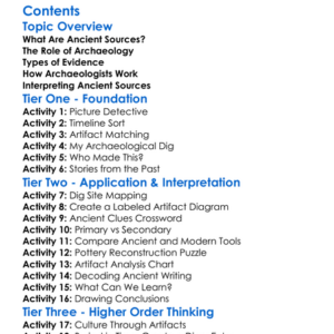 The Study Of Ancient Sources And Archaeology Worksheet Activity Booklet