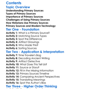 The Study Of Primary Sources In Ancient History Worksheet Activity Booklet
