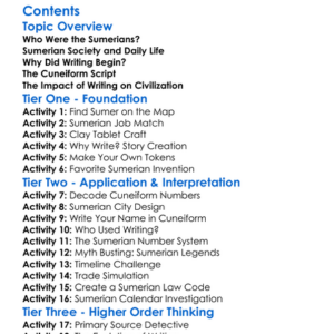 The Sumerians And The Development Of Writing Worksheet Activity Booklet