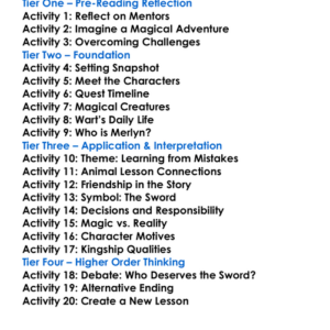 The Sword In The Stone Th White Worksheet Activity Booklet