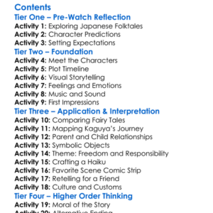 The Tale Of The Princess Kaguya 2013 Worksheet Activity Booklet