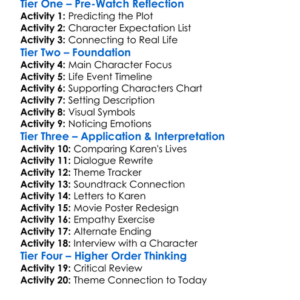 The Three Lives Of Karen 1997 Worksheet Activity Booklet