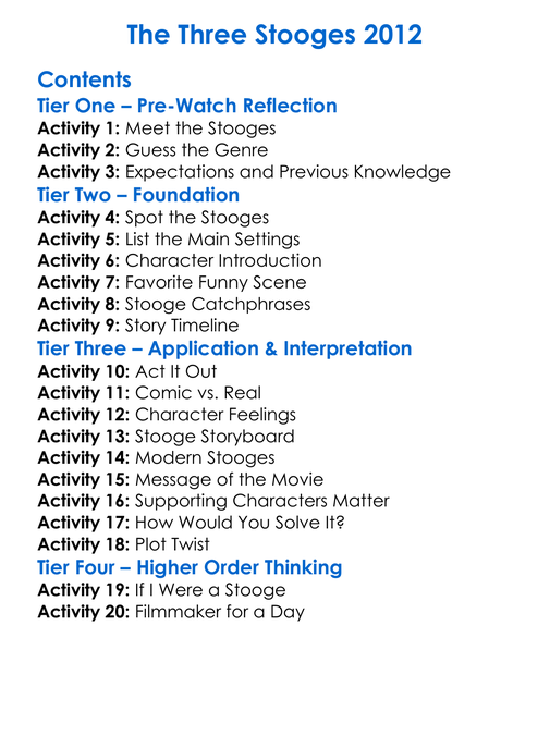 The Three Stooges 2012 Worksheet Activity Booklet