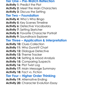 The Thursday Murder Club 2025 Worksheet Activity Booklet