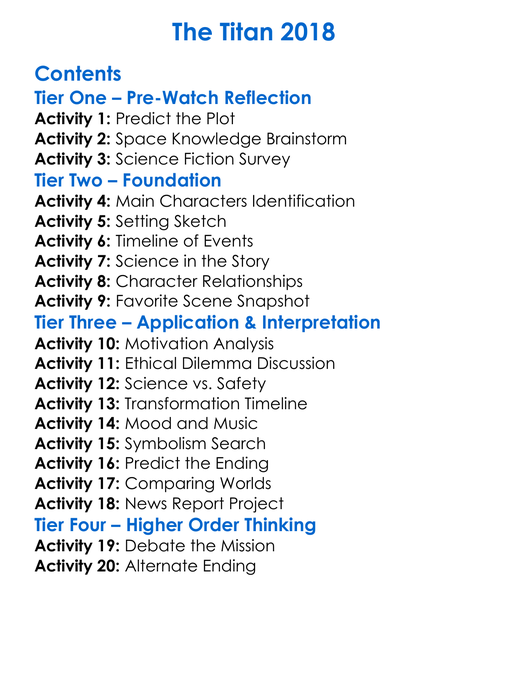 The Titan 2018 Worksheet Activity Booklet