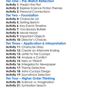 The Tower Of The Astro-Cyclops 1994 Worksheet Activity Booklet