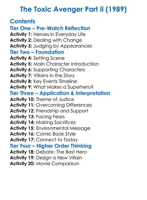 The Toxic Avenger Part Ii 1989 Worksheet Activity Booklet