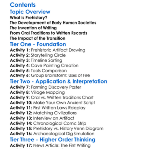 The Transformation From Prehistory To History Worksheet Activity Booklet