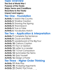 The Treaty Of Versailles Worksheet Activity Booklet