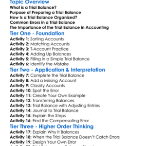 The Trial Balance Worksheet Activity Booklet