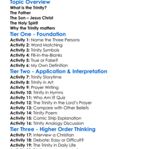 The Trinity In Christianity Worksheet Activity Booklet