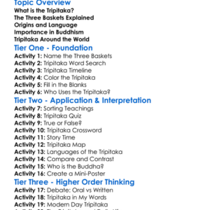 The Tripitaka Worksheet Activity Booklet