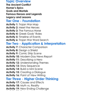 The Trojan War And Homers Epics Worksheet Activity Booklet