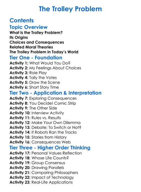 The Trolley Problem Worksheet Activity Booklet