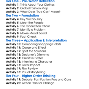 The True Cost Worksheet Activity Booklet