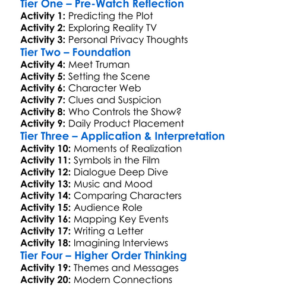 The Truman Show 1998 Worksheet Activity Booklet