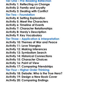 The Trumpet-Major Thomas Hardy Worksheet Activity Booklet