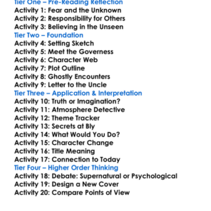 The Turn Of The Screw Henry James Worksheet Activity Booklet