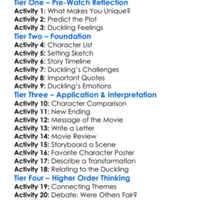 The Ugly Duckling 1997 Worksheet Activity Booklet