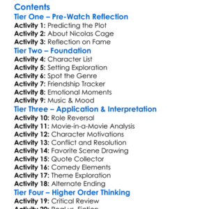 The Unbearable Weight Of Massive Talent 2022 Worksheet Activity Booklet