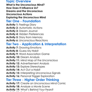 The Unconscious Mind Worksheet Activity Booklet