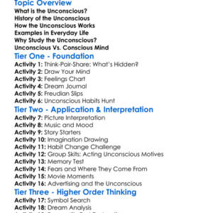 The Unconscious Worksheet Activity Booklet