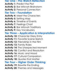 The Unexpected Bar Mitzvah 2015 Worksheet Activity Booklet