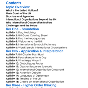 The United Nations And International Organizations Worksheet Activity Booklet