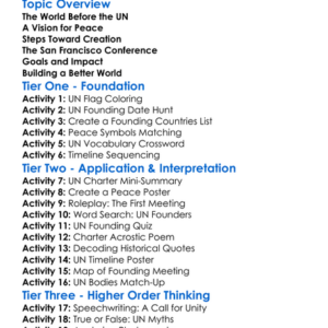The United Nations Founding Worksheet Activity Booklet