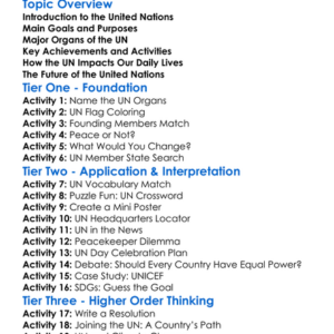 The United Nations Worksheet Activity Booklet