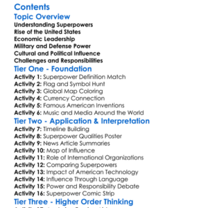 The United States As A Global Superpower Worksheet Activity Booklet