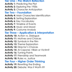 The Untouchables 1987 Worksheet Activity Booklet