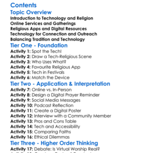 The Use Of Technology In Religious Practice Worksheet Activity Booklet