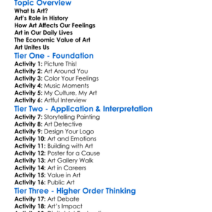 The Value Of Art Worksheet Activity Booklet