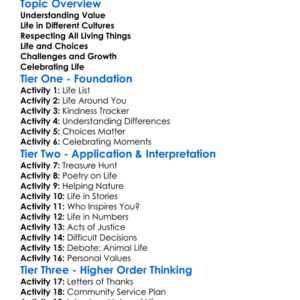 The Value Of Life Worksheet Activity Booklet